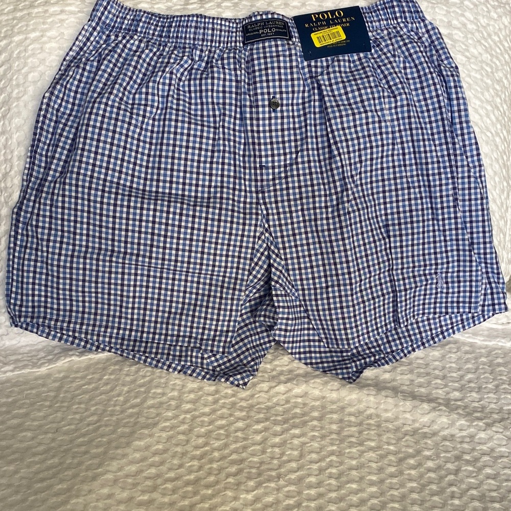 Polo by Ralph Lauren Blue and White Checkered Boxers